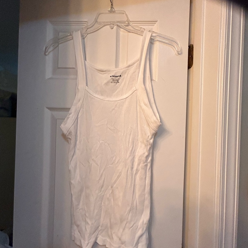☀️3/$10☀️ Papi Fitted White Tank Top with Wide Straps large